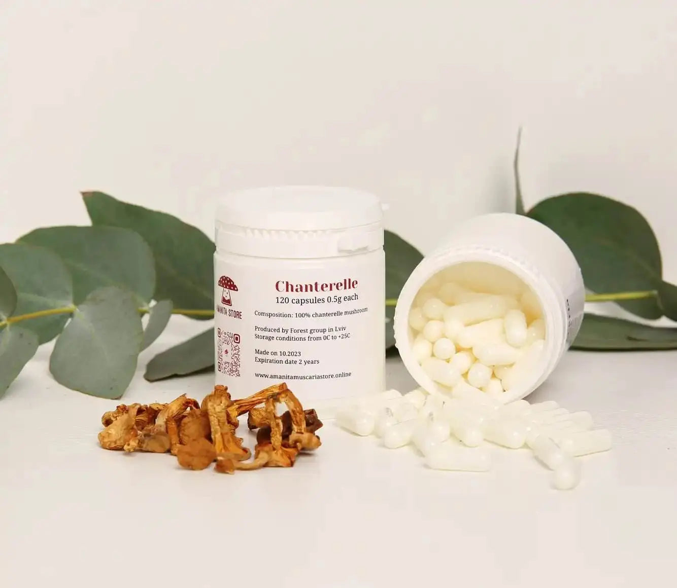 Cápsulas de cogumelo cantarelo.