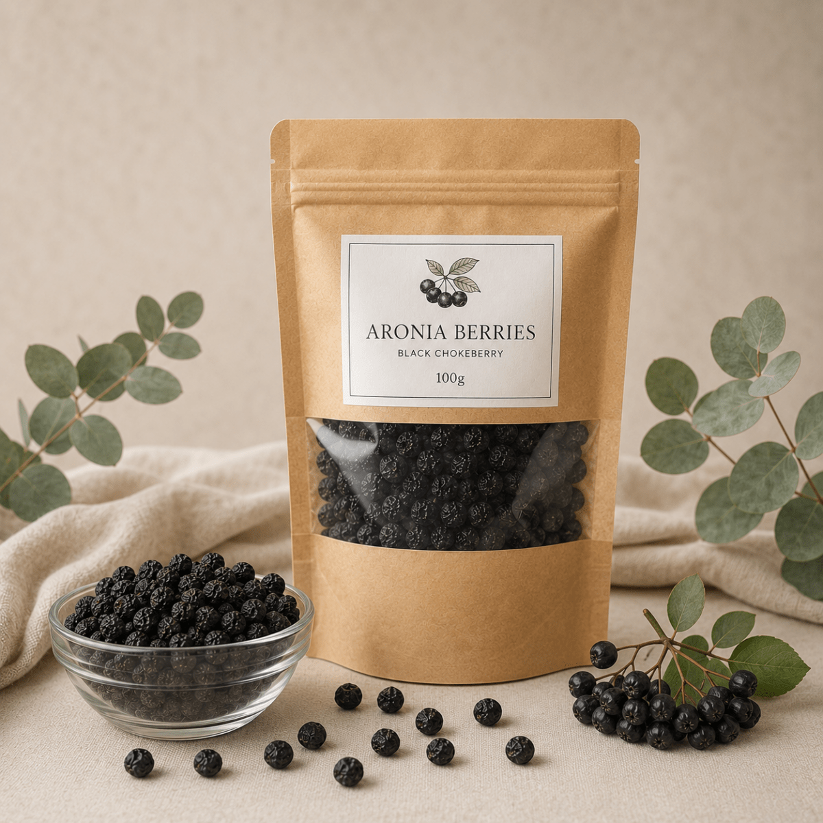Dried Aronia Berries — Black Chokeberry (Aronia melanocarpa) - Amanita Store