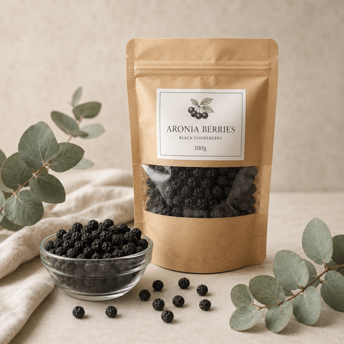 Dried Aronia Berries — Black Chokeberry (Aronia melanocarpa) - Amanita Store