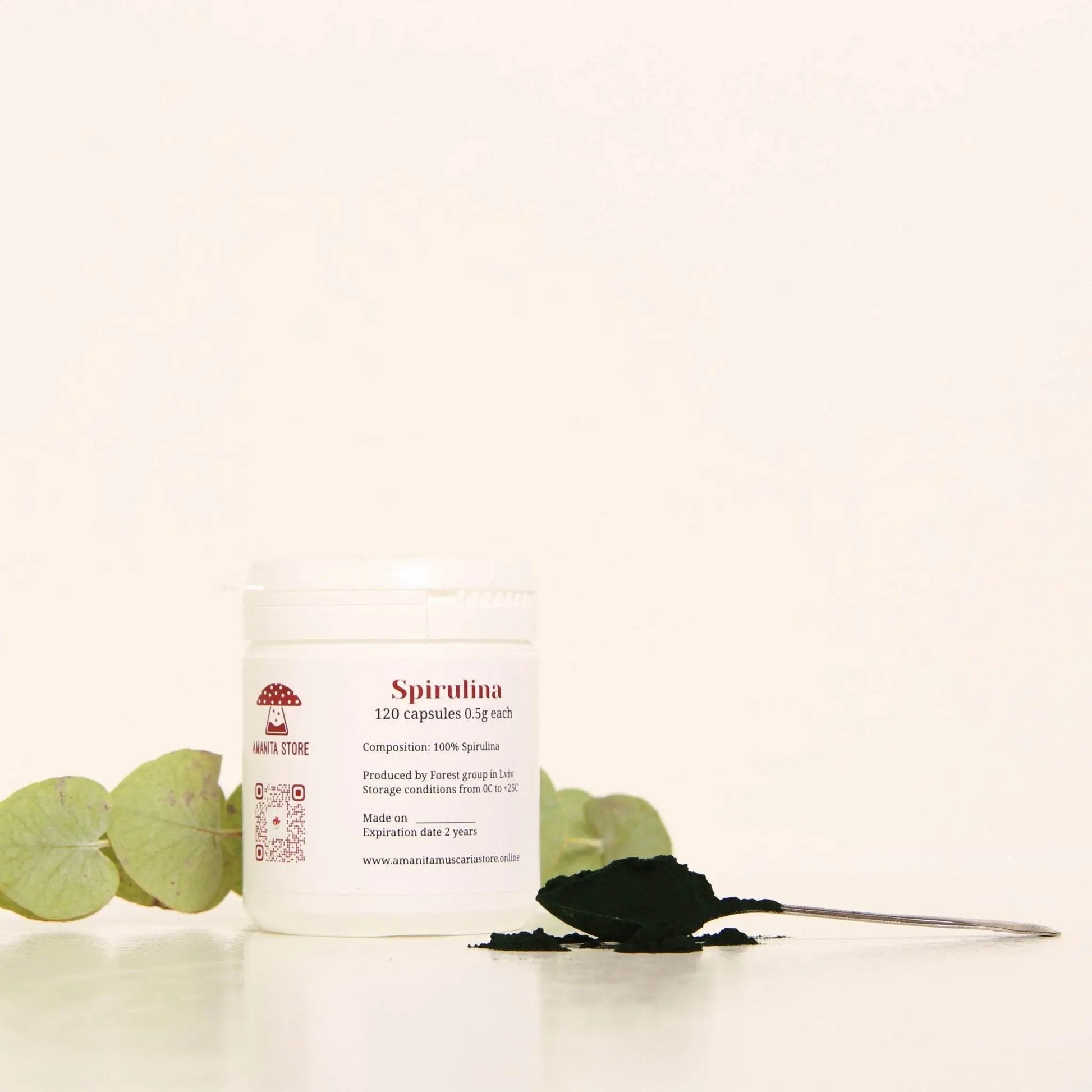 Pó de espirulina orgânica.