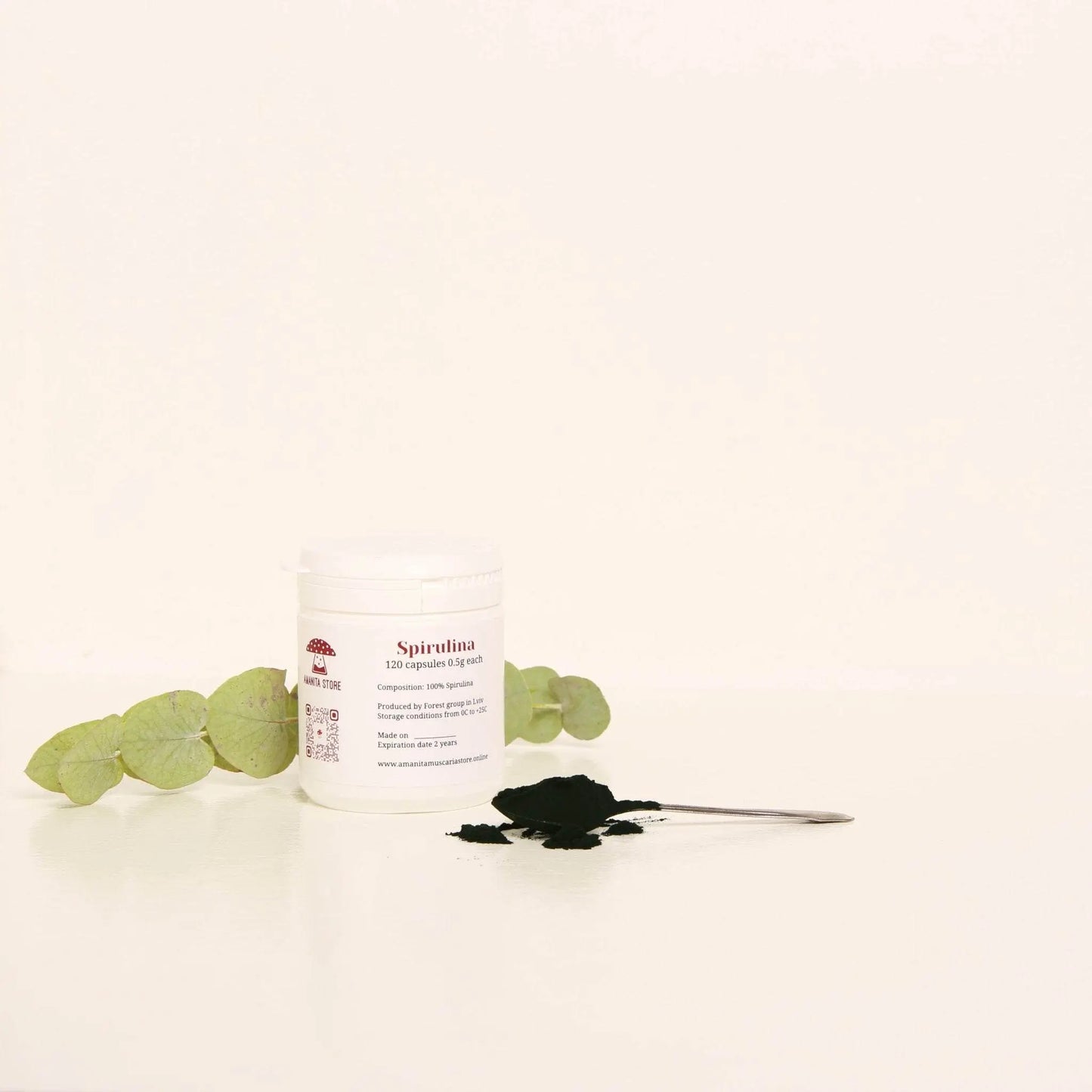 Pó de espirulina orgânica.