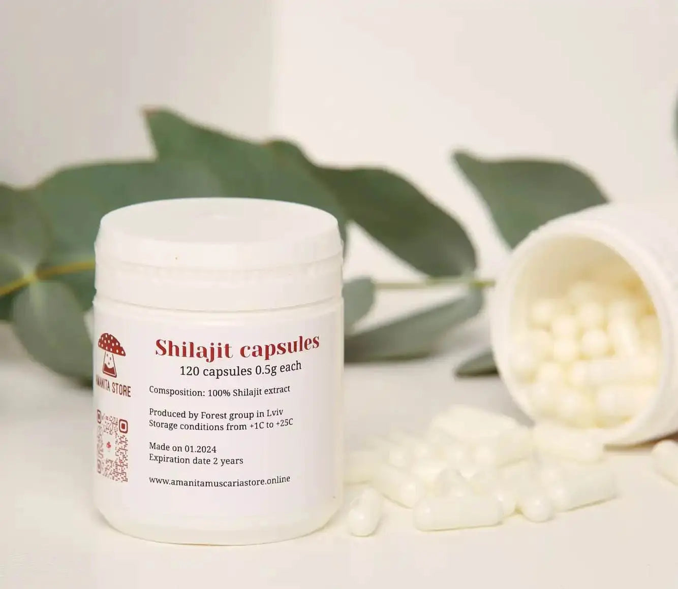Cápsulas de Shilajit.